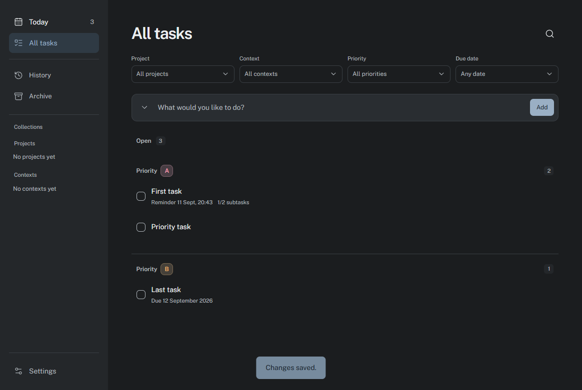 Machen showing today’s tasks